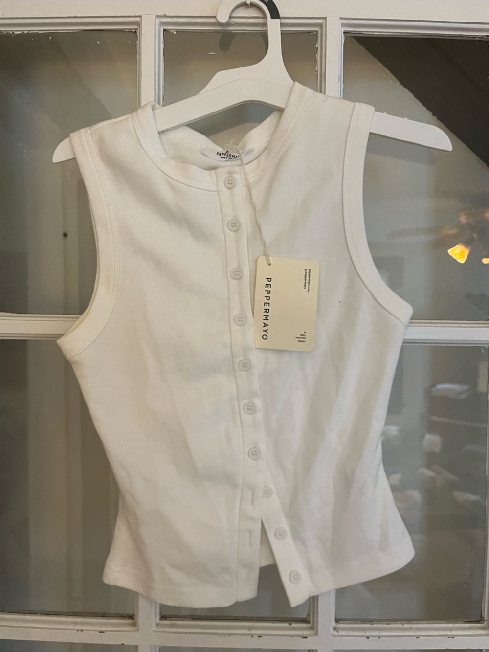 Peppermayo White Button-Front Ribbed Tank - Picture 2 of 4